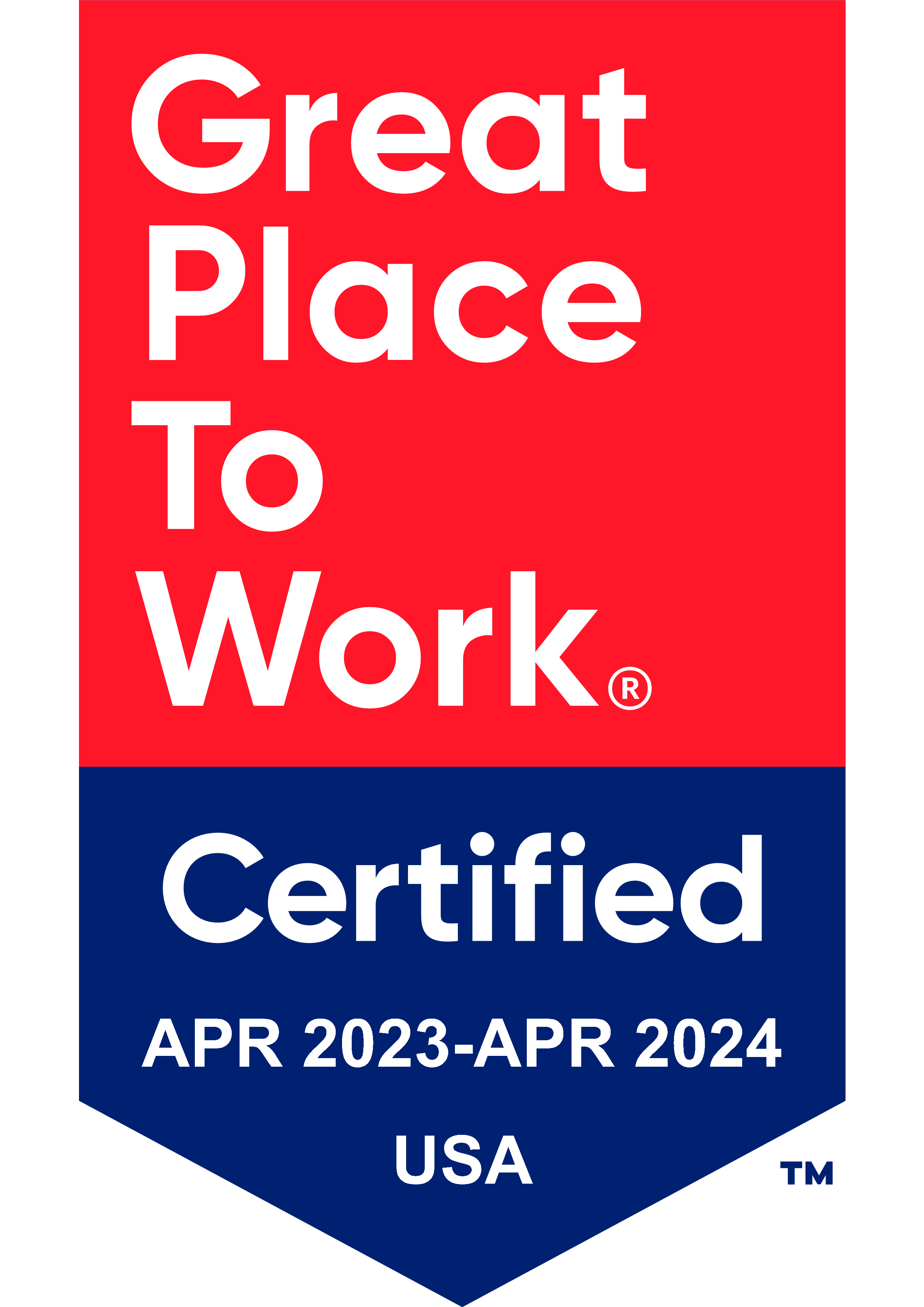 Logo for Certified by Great Place to Work, 2023-2024