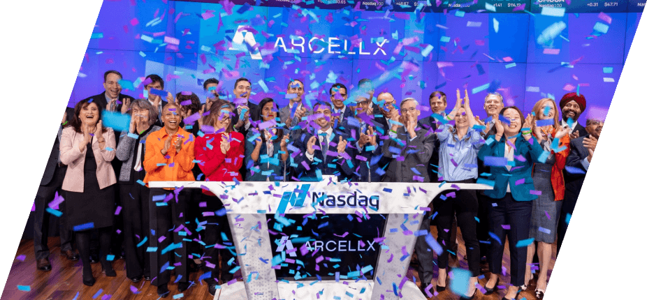 Arcellx Team ringing the Nasdaq opening bell